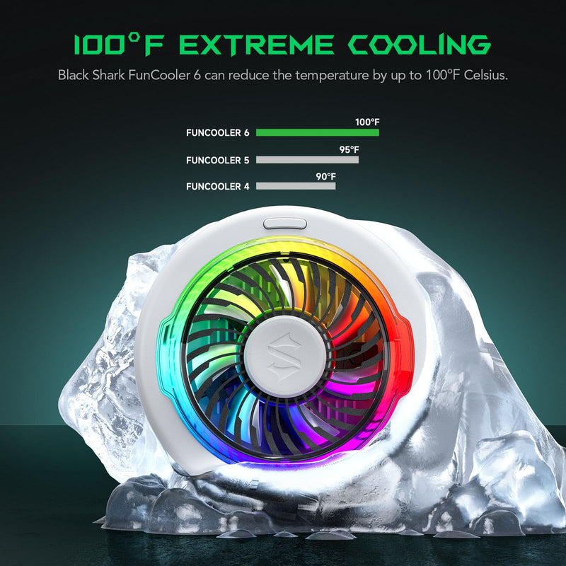 Black Shark FunCooler 6 Magnetic Cell Phone Cooler for Gaming, Portable Mobile Phone Cooling Fan with RGB Light, App-Controlled Cellphone Radiator for iPhone Magnetic Series/iPad (White) FunCooler 6 White