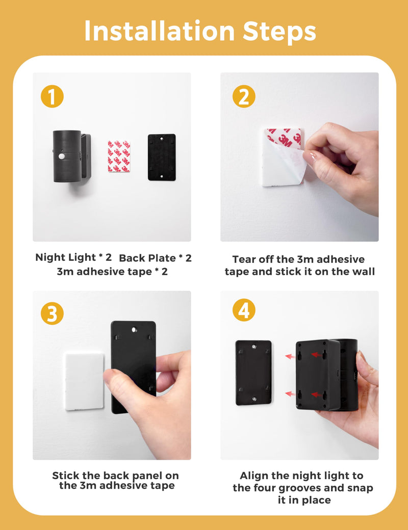 L LOHAS LED Motion Sensor Night Light, Rechargeable Night Light, 0-100LM Dimmable, 3000K Soft White, 2 Pack Wireless