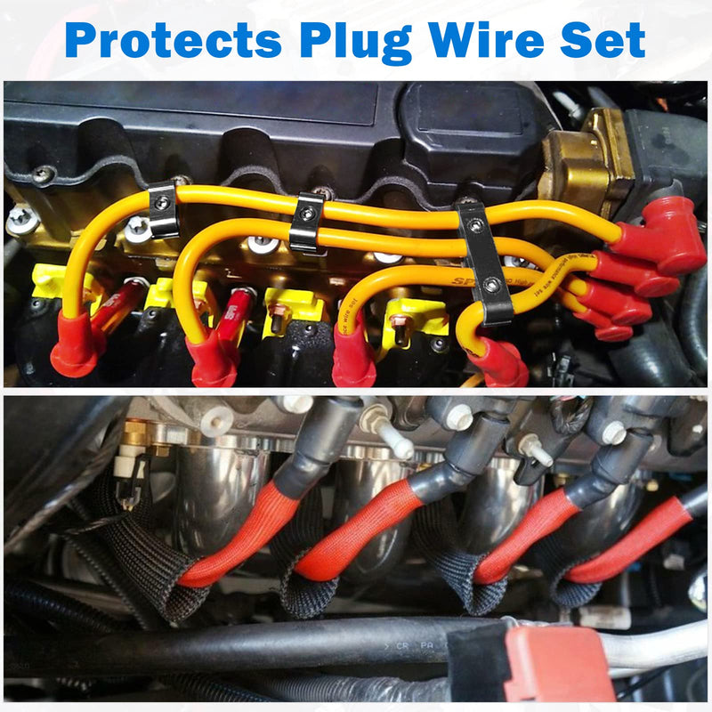 12pc Engine Spark Plug Wire Separator Divider & 8pc Spark Plug Wire Boots Protector Heat Sheild Sleeve 8mm 9mm 10mm Spark Plug Wire Clamp Holder Aluminum Alloy Ignition Wire Divider 24PCS