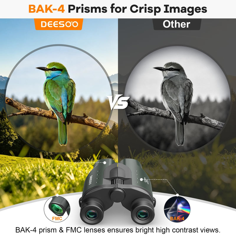 25x32 Compact Binoculars for Adults Kids - High Powered Lightweight Small Porro Binoculars with BAK4 Prism FMC Lens - Clear Vision for Bird Watching Cruise Ship Travel Hunting Sports (Green)