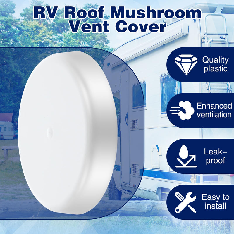 2 Pack RV Mushroom Vent Cap Compatible with Keystone Camper Trailer, RV Mushroom Roof Vent, Motorhome Water Guard for Vehicle Plumbing Ventilator Cap (Fan Base Not Included) (White) 2 White