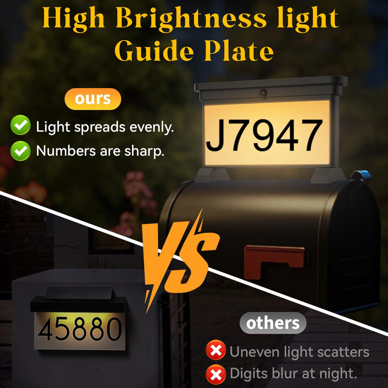 LumiZen Solar Address Sign,Double-Sided 3-Color Lighting LED Mailbox Number Plaque,Waterproof Outdoor Address Plaque for Mailbox Topper, Address Numbers House Numbers