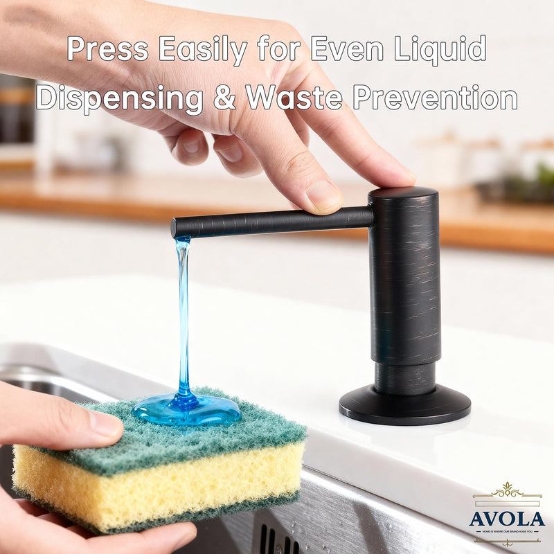 Avola Oil Rubbed Bronze Soap Dispensers with Brass Pump, 17OZ Bottle Soap Dispensers for Kitchen Sink,Commercial Liquid Dish Dispenser, Bronze Built in Sink Soap Dispenser With Soap Bottle Oil Rubber Bronze