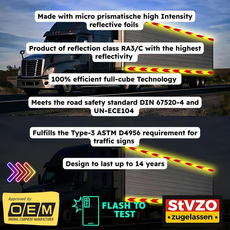 Made from 4083 Diamond Grade Reflective Tape Outdoor high Visibility Strips Safety Waterproof Conspicuity Strong Adhesive Vehicle Trailer car Trucks Bikes (Flu yellow, 0.8inch/20mm x 16.4feet/5m) Flu yellow, 0.8inch/20mm x 33feet/10m