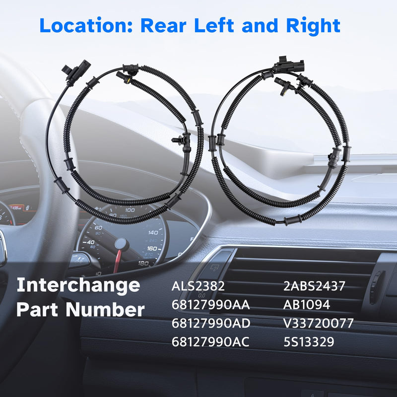 Rear ABS Wheel Speed Sensor Left Right fit for 2012 2013 2014 2015 2016 Chrysler Town & Country, 2012-2020 Dodge Grand Caravan, 2012-2015 Ram C/V Cargo Van, Driver Passenger Side, 2pcs Rear
