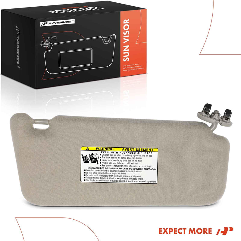 A-Premium Driver Left Side Sun Visor Compatible with Toyota Camry 2007-2011 - Without Vanity Light, with Vanity Mirror, Without Sunroof, Gray Color - Replaces 7432006780B0, 74320-06780-B0 Left Driver Side