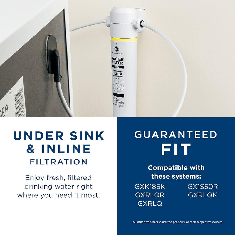 GE Under Sink Water Filter Replacement, Reduces Sediment, Rust & Other Impurities from Water, Easy Install, Fits GXRLQK Filtration System, Replace Every 6 Months, FQK1K 1 Count (Pack of 1)