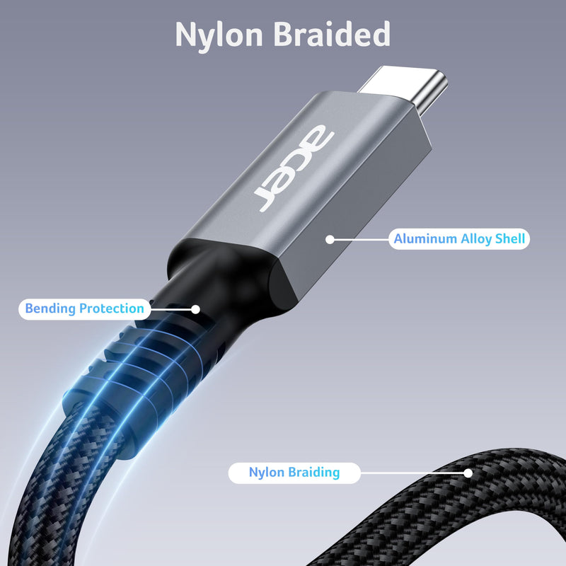 Acer USB4 Cable 40Gbps, 8K@60Hz Thunderbolt 4/3 Cable, 240W Fast Charging Braided High Speed USB-C Video Cord Compatible with MacBook, SSD, Docking, iPhone 16 and More (6.6FT) 6.6FT
