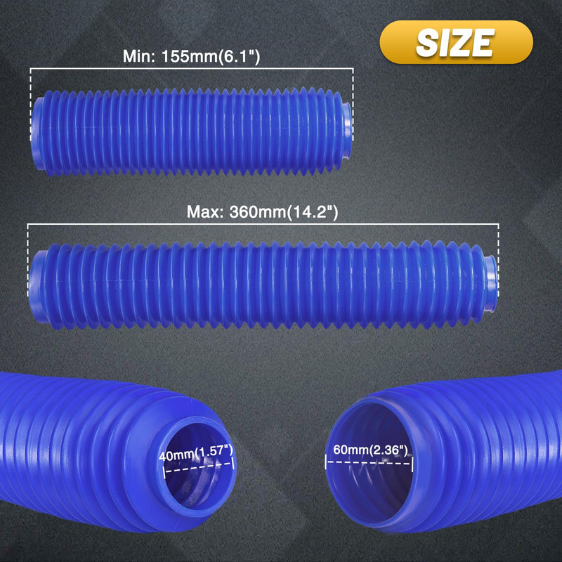 60mm Motorcycle Shock Boot, Front Fork Cover From 6.1" to 14.2" Length Universal for Dirt Bike/Mini Bike/Pit Bike Front Absorber(Blue) Blue