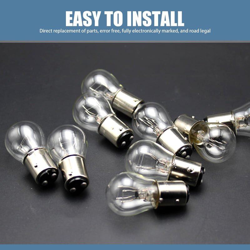 10 PCS Car 1157 P21/5W S25 BAY15D Light Bulb, Double Tail High and Low Brake Light Bulb Turn Signal Light Bulb LongerLife Replacement, Universal Halogen Brake Tail Light Parking Light (White) 10 PCS White