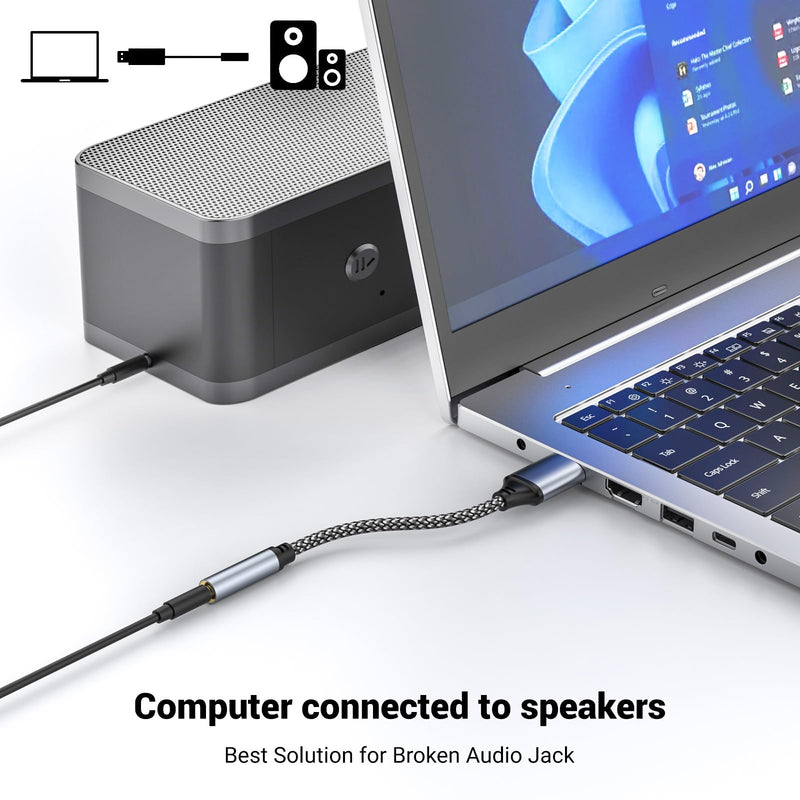 Pastall USB to 3.5mm Jack Audio Adapter, 39 inch USB to Audio Aux Cable External Stereo Sound Card, 3.5mm TRRS Female Headset for PS4/PS5/Headphone/Mac/Linux/Laptop/Desktops/Docking Station 1Pack 39 inch