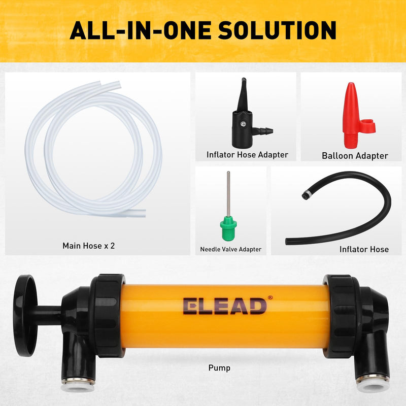 Gas Siphon Pump for Gasoline, Multi-Use Fluid Transfer Pump, Oil Liquid Siphon Pumps, Fuel Siphon Tool, Multifunction Hand Inflation Pumps with Inflator Hose adapter, Needle Valve/Balloon adapter