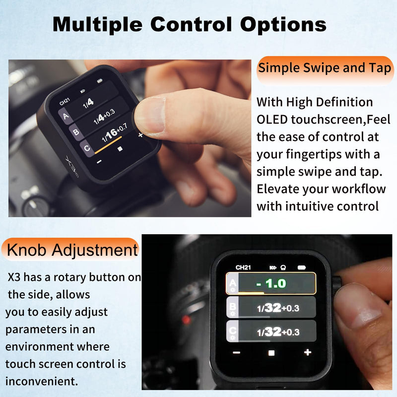 Godox X3-C X3C TTL Wireless Flash Trigger with Touch Screen,Compatible for Canon Camera Flash Transmitter for Studio Photography,TCM Function,Quick Charge Flash Trigger with 3.7V/850mAh Battery