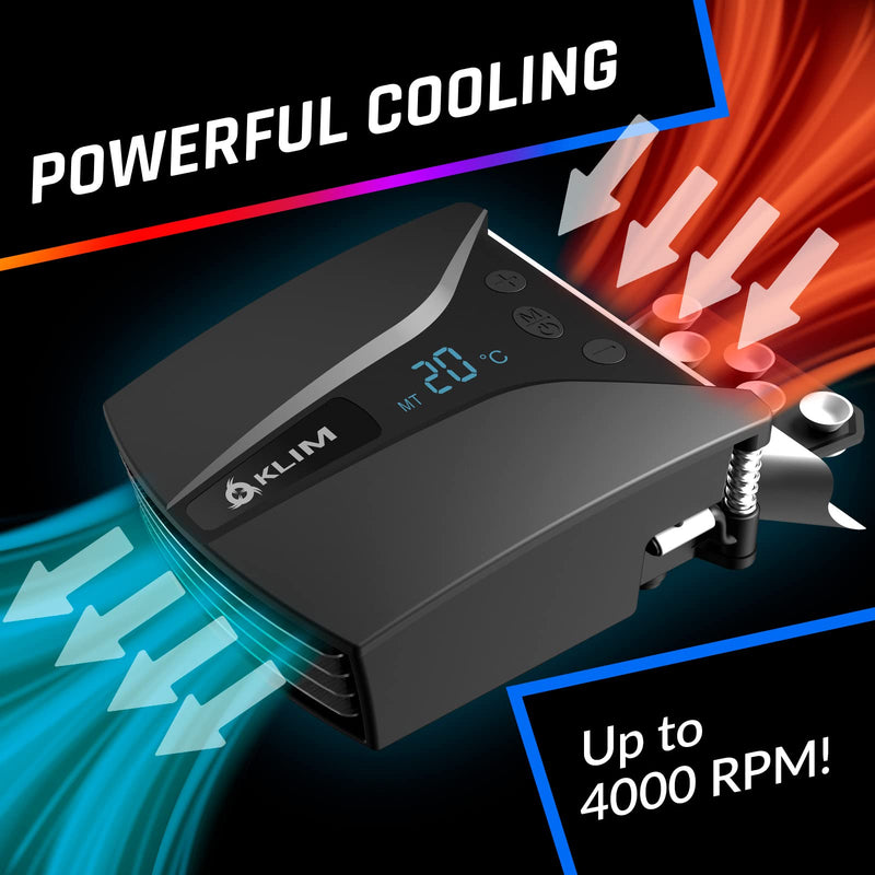 KLIM Tempest Laptop Cooler with Vacuum Fan - New - Gaming Laptop Fan with Display - Temperature Detection + Automatic/Manual Mode - 4000 RPM - Portable - Compatible with Laptop Cooling Pads | Automatic Temperature Detection, Thirteen Speed Levels, Acce...