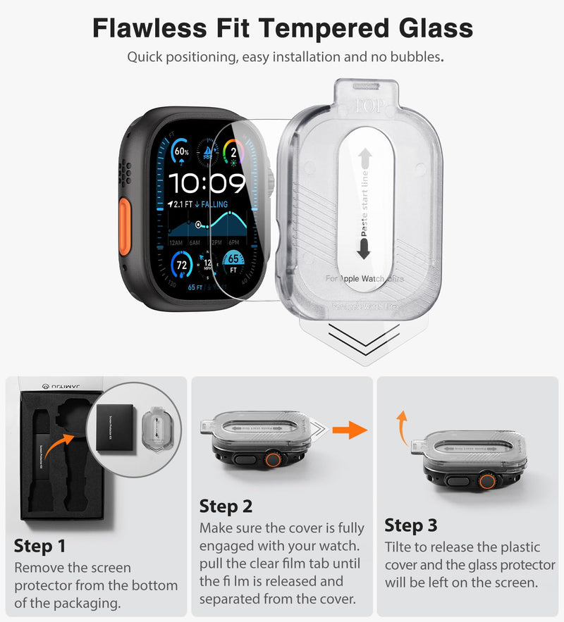 ULTIMAL Rugged Case with Band for Apple Watch 49mm,Compatible with Apple Watch Ultra 3/2/1, Military Grade Shockproof Bumper Cover for iWatch Tactical Band Men (49mm,Orange) Orange
