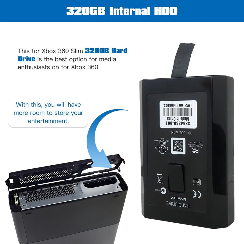 Upgraded Replacement Internal HDD Hard Drive Disk Compatible with Xbox 360 Slim to Increase Capacity of the Console - 320GB