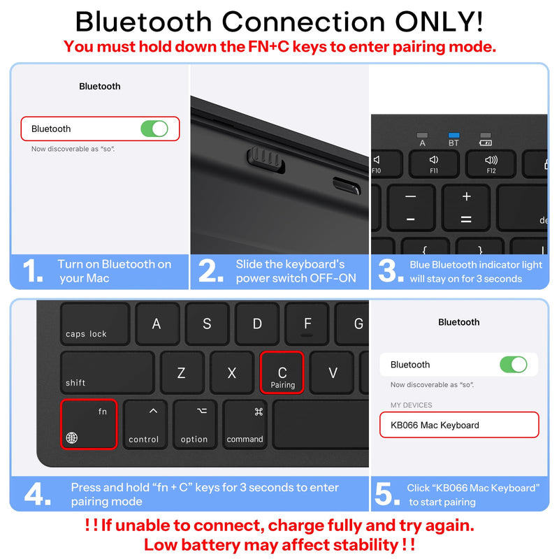 OMOTON Wireless Keyboard for Mac, USB-C Rechargeable, Bluetooth ONLY | No Number Pad, Ergonomic Tilt, 14 macOS Hotkeys, For Backpack Travel Home Office, for MacBook/iMac/Mac mini/Neo, Ink Black