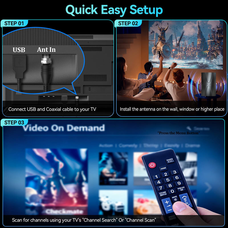 4900+ Miles Range Digital Antenna,2026 Strongest TV Antenna for Local Channels and All Smart/Old TVs with Amplified Signal Booster