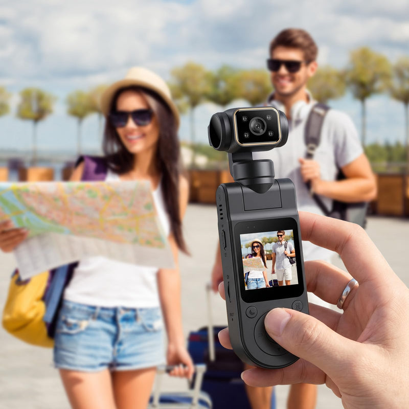 Pocket Body Camera with Audio & Video Recording Vlogging Camera | Portable Video Recorder with 180° Rotating Lens Handheld POV Cameras with Night Vision for Sport/Outdoor/Riding