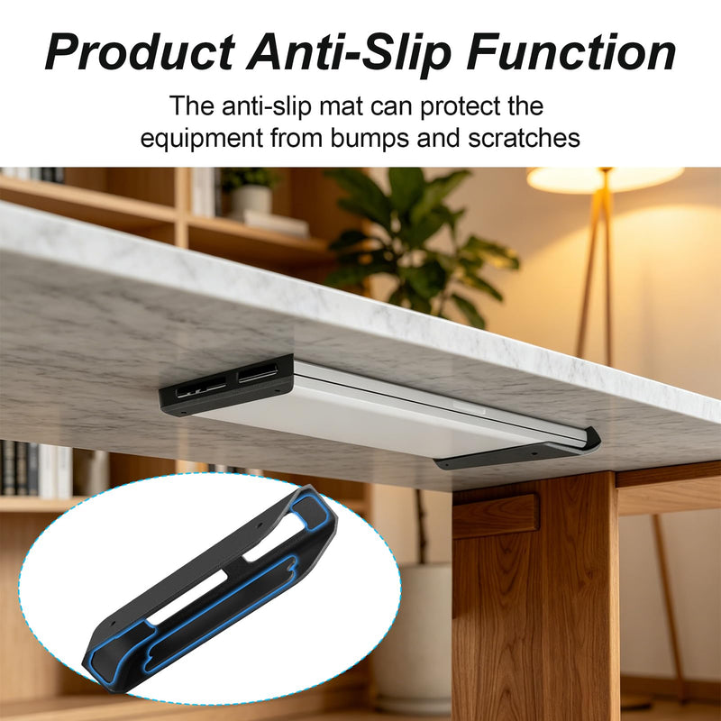 Under Desk Laptop Mount & Wall Mount Holder, Adjustable Storage Shelf Compatible for MacBooks, Surface, Keyboards, Tablets, Anti-Scratch Pads, Screws Included