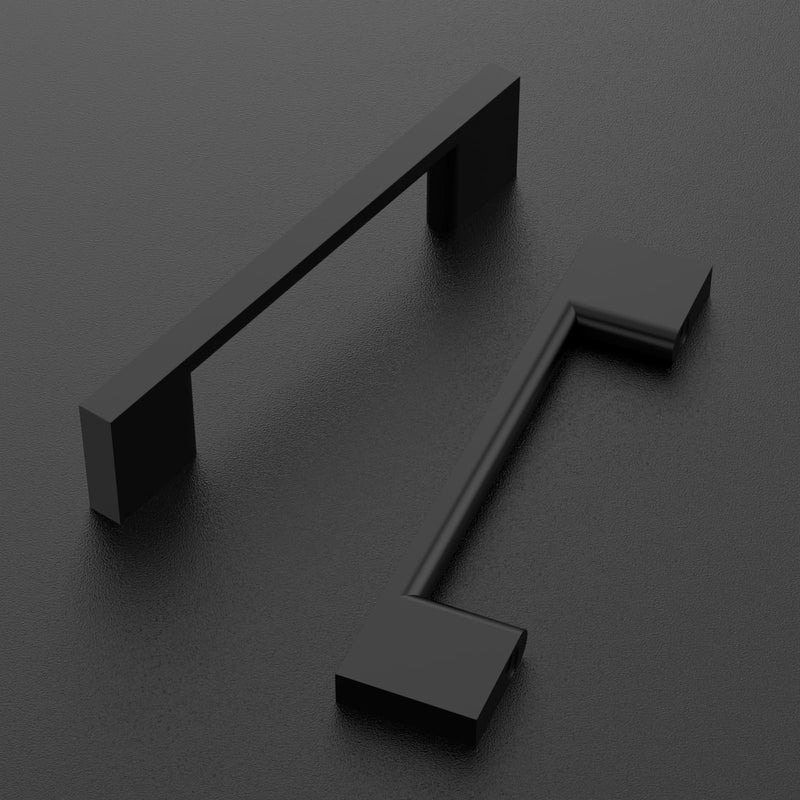 10 Pack 3 Inch(76mm) Cabinet Pull Matte Black Kitchen Cabinets Handles Black Cabinet Hardware for Cupboard Square Kitchen Pulls for Cabinets Drawer Handles 3" Hole Center(76mm) 10 Pack