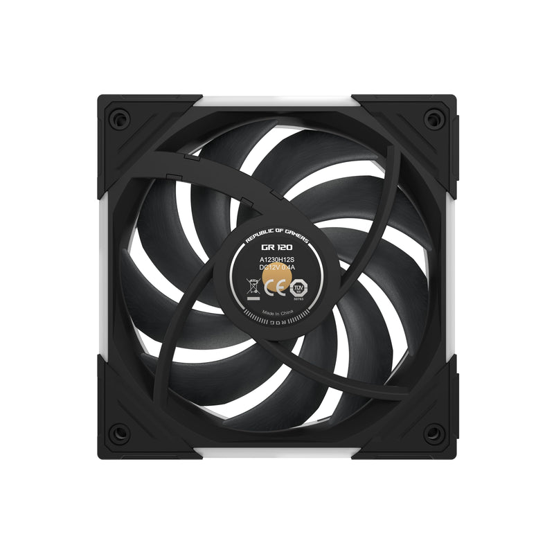 ASUS ROG Eurux GR120 ARGB Reverse PWM Fan Single Pack 120mm PWM, 2200RPM, Patented Daisy-Chain, Custom Lighting Effects