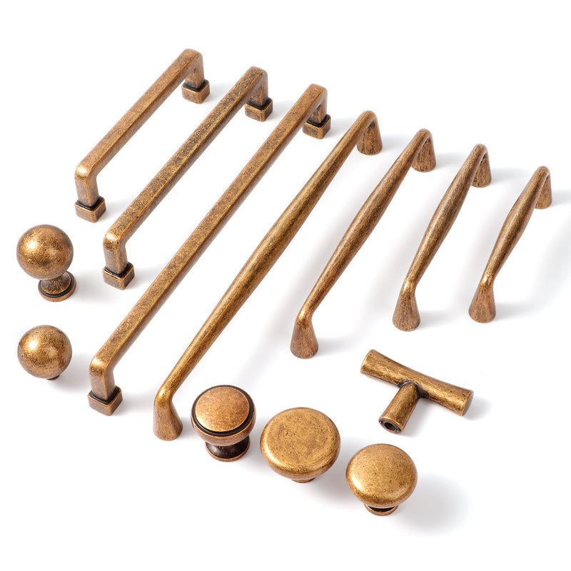 10 Pack Antique Brass Cabinet Knobs Vintage Retro Drawer Knobs Handle Kitchen Hardware for Kitchen Door,Drawer,Bedroom,Bathroom furnitures 4-Knob 10 PACK