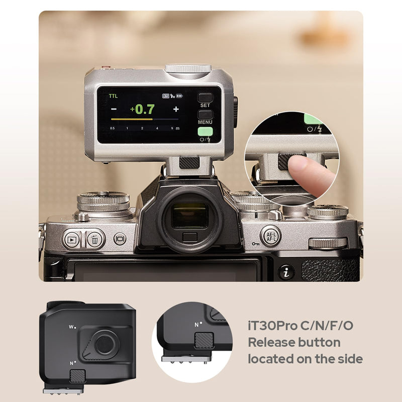 GODOX IT30Pro S TTL Mini Camera Flash with integrated Trigger and Receiver 2.4G System Compatible with Sony Cameras,GN15 ISO100, 1/80000s HSS, 7.4V/900mAh Battery,1.5s Recycle time 560 Flashes(Silver)