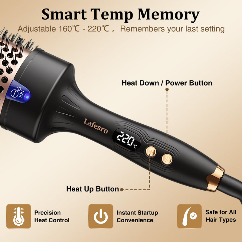 Thermal Brush 60MM, Heated Round Brush, Curling Brush | Extra-Large Barrel Hot Brush for Voluminous Big Curls & Waves, Fast Heating & 160° to 220°, Tourmaline Ceramic