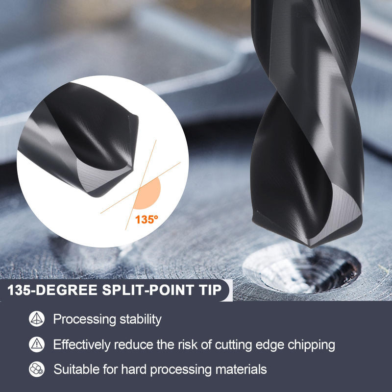 uxcell 36mm Drill Bit 1/2" Reduced Shank M2 High-Speed Steel Nitriding Black 135° Bits for Hard Metal Stainless Steel Professional Round