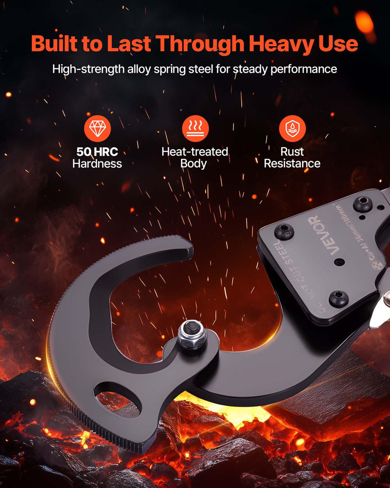 VEVOR Ratcheting Cable Cutter, Spring Steel Blades with PVC-Coated Handles, Quick-Release Button, Heavy Duty Ratchet Cable Wire Cutter for Cutting Copper & Aluminum Cables Up to 600 MCM / 300 mm² 11inch/600 MCM / 300 mm²