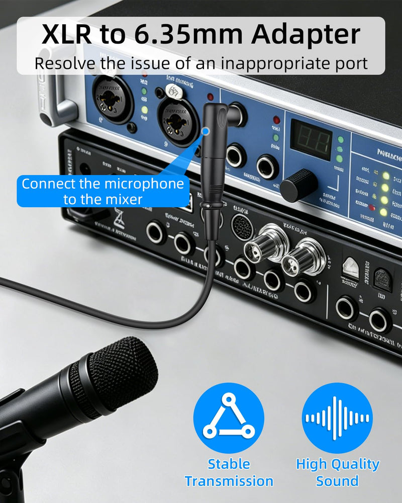 90 Degree 1/4" TS to XLR Male Adapter,6.35mm Right Angle 1/4 inch TS Mono Plug to XLR 3 Pin Male Connector,Audio Adapter for Microphones,Guitars,Basses,Amplifiers,Mixers,Speakers(4Pack) 6.35mm to xlr male