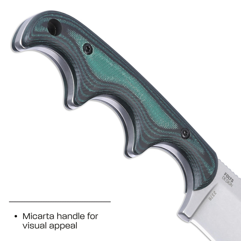 CRKT Minimalist Nessmuk Outdoor Survival Fixed Blade Knife with Sheath: D2 Steel Plain Edge Blade, Micarta Handle, 2376 Green