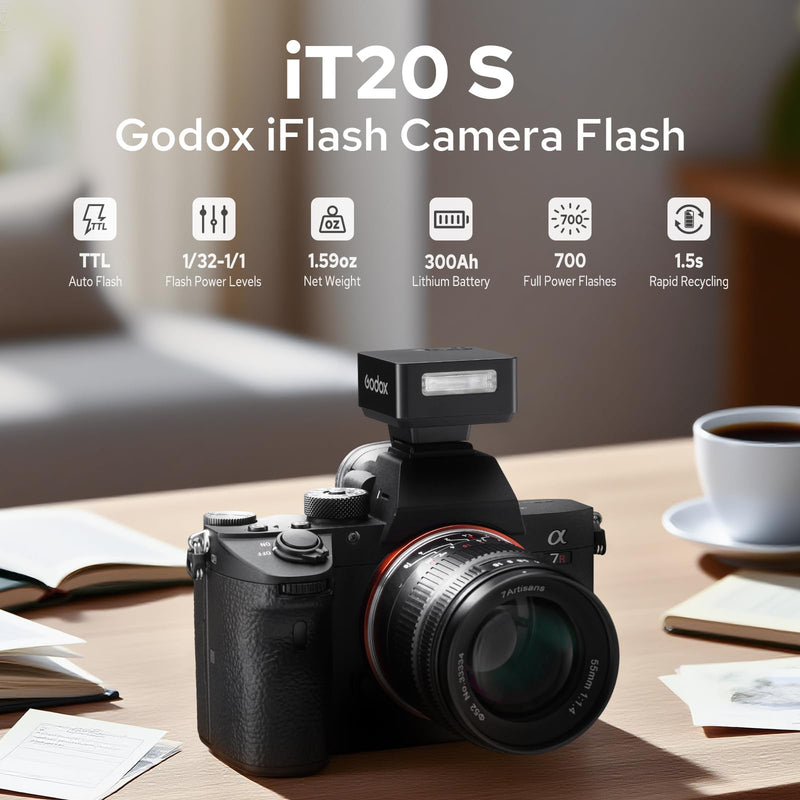 Godox iM22 Mini Flash for Camera | 440 Full Power Flashes, 5 Power Levels, Single Contact Hot Shoe, Compatible for Canon Sony Fuji Nikon Panasonic Olympus
