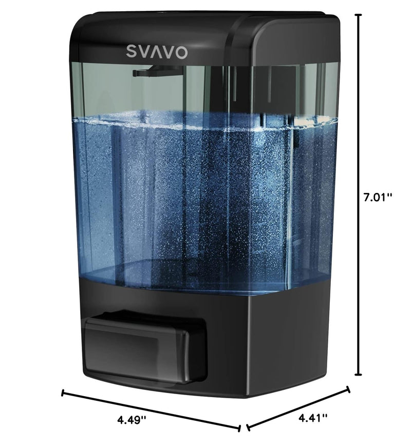 SVAVO Wall Mounted Soap Dispenser Kitchen Bathroom Manual Soap Dispenser Refillable Hand soap Dispenser for Liquid Contianers Shampoo Gel Chamber for Household Commerical 23.7oz (700ml) ABS Black