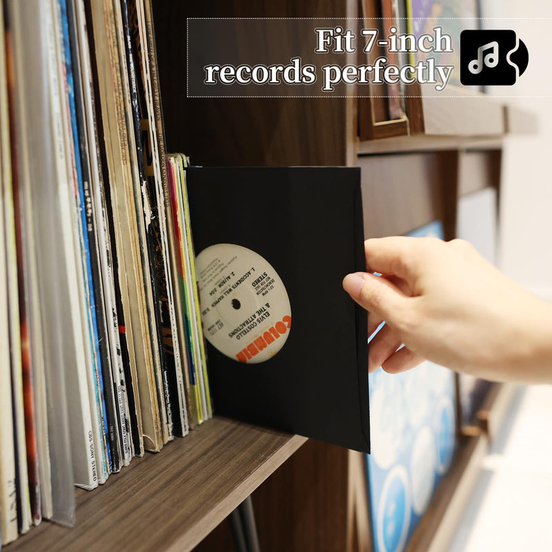 20 Pack 7 Inch Vinyl Record Inner Sleeves, Acid Free Square Paper for LP Records Storage, Anti-Static Black Kraft Paper Protective Sleeves for 7" LP Albums