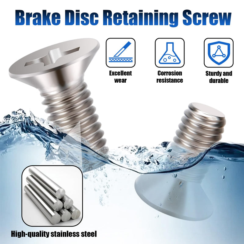 8 PCS Stainless Steel Brake Disc Rotor Screws, Brake Disc Rotor Screws for Front and Rear, 93600-06014-0H, Disc Brake Fixing Screw Compatible with Honda, Acura, Hyundai and Kia Models