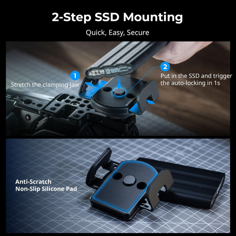 SMALLRIG Phone Mount Bracket SSD Holder for MagSafe, 1.6-2.4in Wide Clamping, for Samsung T5 T7 SSD, for SanDisk SSD, for iPhone 16/15/14/13/12, Universal SSD Drive Holder for Camera Cage - 5397 Clamp
