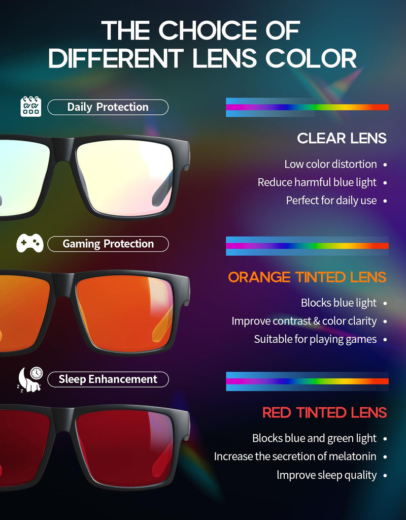 DEAFRAIN Blue Light Blocking Glasses for Men Women for Screen Glasses | XL Size, Big Heads, Computer Gaming TV, Anti Eye Strain Matte Black/Grey Gaming-Orange