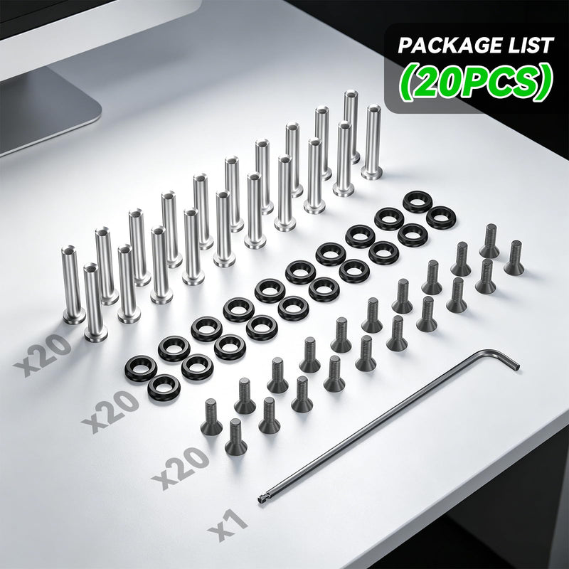 PC Fan Screws for 25mm Fans, 20PCS Fan-Safe Lock Screw Kit | Stainless Steel M3 Screw & Lock Standoff with Aluminum Washer, Zero-Damage Case Fan Screws for 25mm PC Cooling Fans Mounting