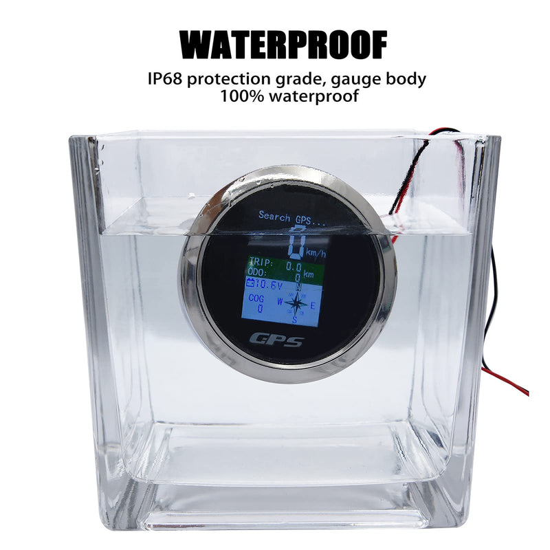 KAOLALI Digital GPS Speedometer Gauge Waterproof (Shipped from USA) COG ODO Trip Voltmeter Auto Gauge Meter 9-32V for Boat Car Truck Motorcycle Black Silver 85MM (3.34‘’)