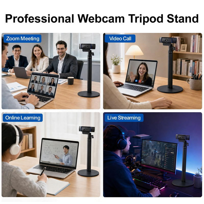 Webcam Stand for Desk, 28" Telescopic Tripod with Phone Holder, Desktop Webcam Mount Compatible with Logitech Webcam C922 C930e C920S C920 C615 C960 C920x BRIO 4K NexiGo N60, 1/4'' Thread