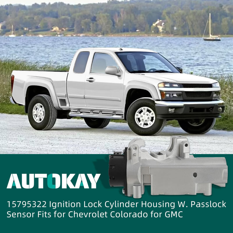 AUTOKAY 15795322 Ignition Lock Cylinder Housing W. Passlock Sensor Fits for Chevrolet Colorado for GMC Canyon Hummer H3 H3T Isuzu I-280 I-290 I-350 I-370 Replace # 15795321, 15795324, 19149942