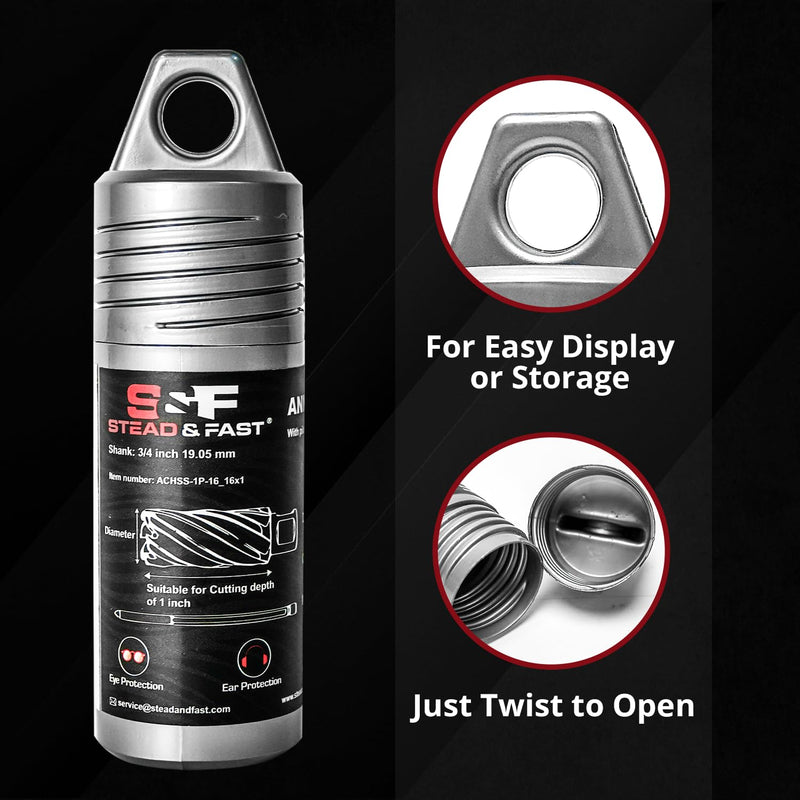 S&F STEAD & FAST Annular Cutter Set, 2-pc, 5/8" Diameter x 1" Depth of Cut for Magnetic Drill Press 2P-5_8x1