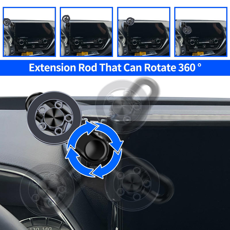 Car Phone Holder for Toyota Highlander 2020-2025 Accessories 12.3-inch Screen，Car Mount，[Strongest Magnets] 360° Rotation [Adjustable Extended Arm]，Compatible with All Cell Phones for Highlander 2020-2025（12.3-inch screen only）