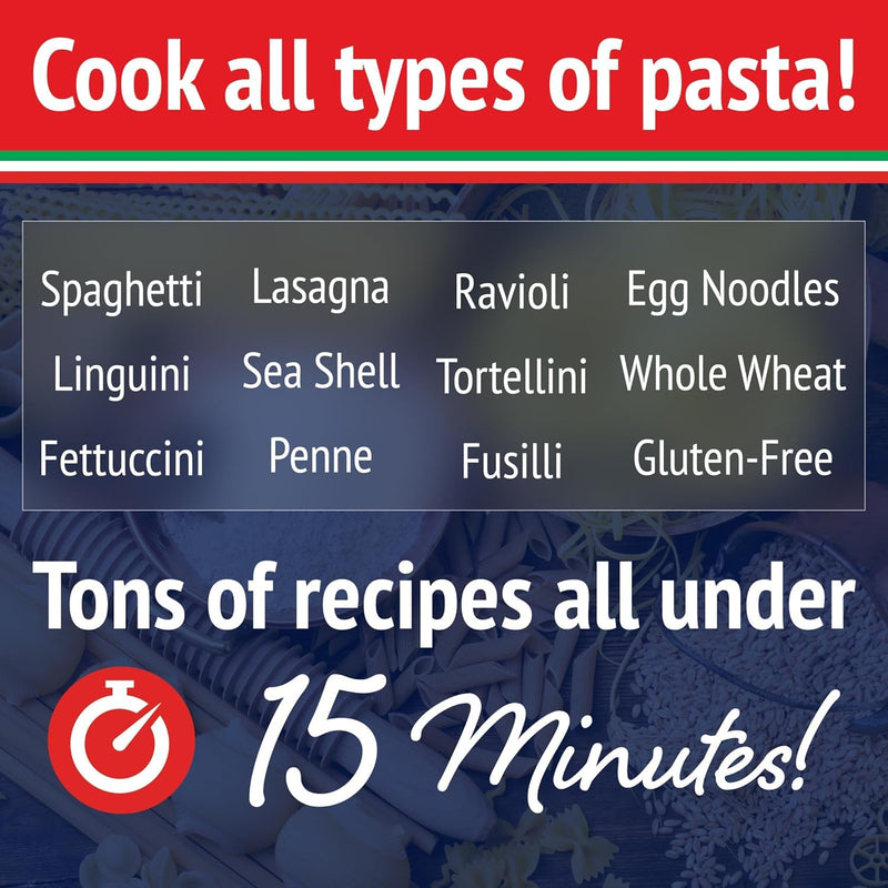 Fasta Pasta Microwave Pasta Cooker- The Original (2PK)- Cooks up to 4 Servings- No Mess, Sticking or Waiting For Boil- Perfect Al Dente Pasta Every Time- For Dorms, Kitchens, Offices- Made in the USA