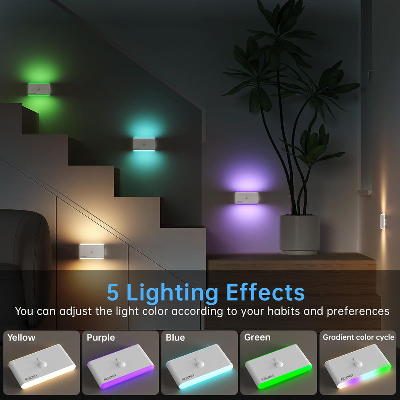 6 Pack Motion Sensor Night Light,Rechargeable Stair Lights, Motion Sensor Light Indoor, Battery Operated Night Light for Hallway, Stairway, Bathroom, Bedroom, Kitchen