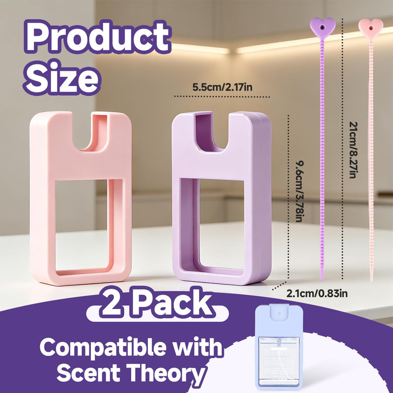 Hand Sanitizer Case Compatible with Scent Theory, 2 Pack Holder | Hand Sanitizer Holder, Silicone Soft Durable Sanitizers Sleeve with Keychain, Sung Fit, for Backpack, Travel and Daily Use