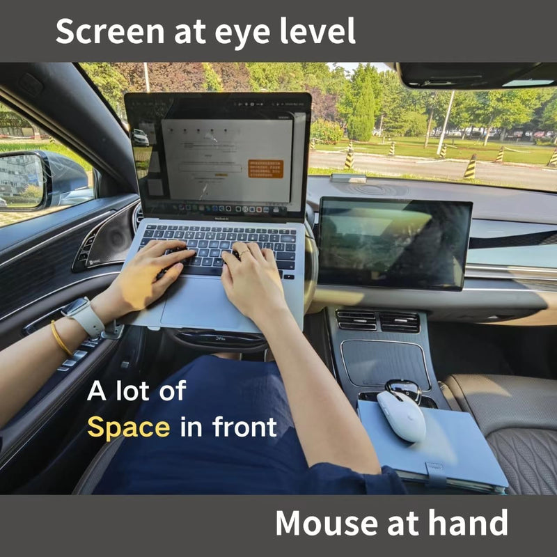 Car Laptop Mount, Height Adjustable Steering Wheel Laptop Tray for Car, Foldable Laptop Desk for Truck SUV Tesla, Portable Vehicle Workstation Table | Steering Wheel & Desktop Dual Mode, 5-Second Quick Scene Switch