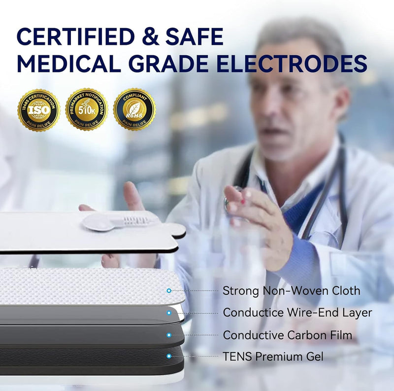 20 Pcs Large TENS Unit Electrode Pads Compatible with MEDVICE, NURSAL, Belifu, NueMedics TENS, VOVOU Upgraded Self-Adhesive Latex-Free 3.5mm Snap TENS Replacement Pads Patches Reuse More Than 50 Times White